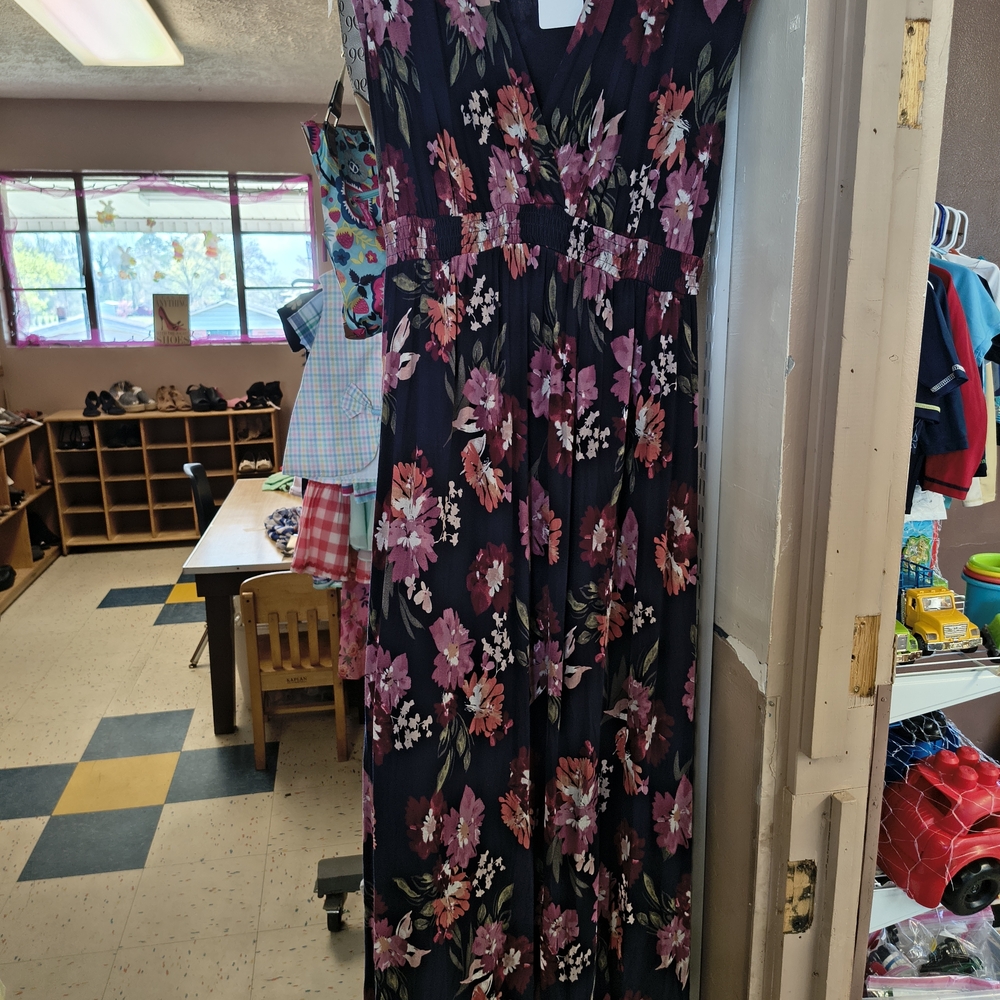 Isabel Maternity by Ingrid & Isabel Navy Maxi Dress with Pink Floral Pattern